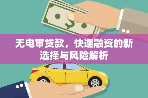 唐县无电审贷款，快速融资的新选择与风险解析