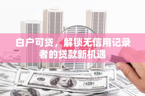 岱山白户可贷，解锁无信用记录者的贷款新机遇
