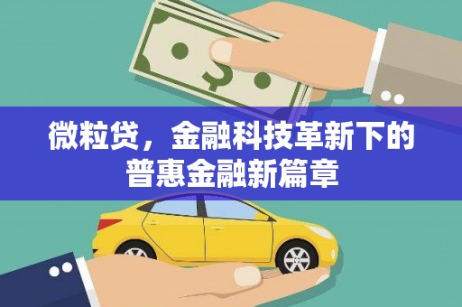若尔盖微粒贷，金融科技革新下的普惠金融新篇章
